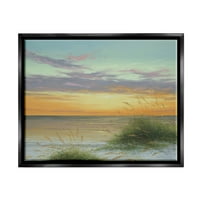 Obalne trske Sunset plaže obala obalna slika Jet Crni uokvireni umjetnički print zidna umjetnost