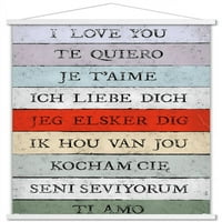 Ljubavni jezik-Volim te zidni plakat u drvenom magnetskom okviru, 22.375 34