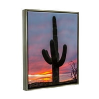 Nadlazeći pustinjski kaktus silueta pejzaž fotografija luster siva uokvirena umjetnička print zidna umjetnost