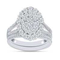 Vjenčani prsten od prirodnog dijamanta okruglog kroja u obliku cvijeta od bijelog zlata od 14 karata preko srebra, veličina prstena