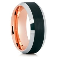 Prsten od volframa od ružičastog zlata, crni vjenčani prsten, prsten od volframovog karbida, crni vjenčani prsten, volframov karbid