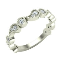 Dizajnerski prsten s uzorkom Paislee, zaručnički prsten s okruglim dijamantom od $ 0. Težina bijelog zlata 14k