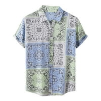 Muška havajska košulja s kratkim rukavima s printom na kopčanje na reveru, Muška ležerna košulja na kopčanje, košulja na plaži s