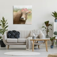 Farma krava ružičasti cvjetni aranžman životinje i insekti Galerija grafičke umjetnosti omotano platno ispis zidne umjetnosti