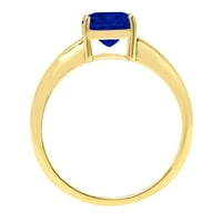 2,0-karatni plavi jastuk, imitacija plavog safira, 18-karatna gravura od žutog zlata, izjava, Godišnjica zaruka, vjenčani prsten