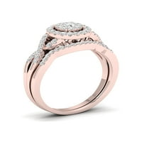 3 8CT TDW Diamond 10K Rose Gold Cluster Halo Twist Shank Bridal Ring Set
