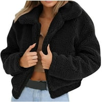 Ženske jesenske jakne, Modni Ženski topli kaput od umjetne vune, jakna s patentnim zatvaračem, zimska gornja odjeća, jakne s kapuljačom,