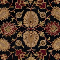 Klasična vunena prostirka s cvjetnim obrubom, Crna bordo, 7'6 9'6