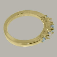 Ženski prsten od žutog zlata od 10 karata s prirodnim akvamarinom i opalom britanske proizvodnje - opcije veličine-veličina 9,5