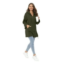 Ženska modna pahuljasta topla ležerna labava kapuljača s kapuljačom s džepovima gornja odjeća zelena oznaka, $ 12