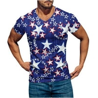 Muška majica casual majice s izrezom u obliku slova U, pulover, sportske kratke hlače za fitness, majica s printom američke zastave,