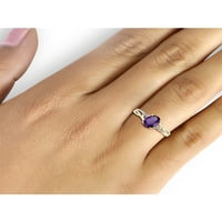 Jewelersclub Ametist Ring Birthstone nakit - 1. Karat Amethist 14K zlatni nakit od srebrnog prstena s bijelim dijamantnim naglaskom