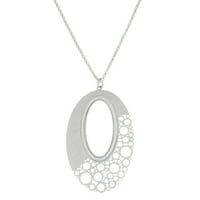 & O srebro obloženi ogrebani otvoreni ovalni oblik sa sjajnim oblogama i outbed mjehurića privjeska ogrlica