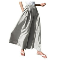Široke ženske hlače visokog struka, jednobojne ljetne jesenske hlače visokog struka, ženske ulične hlače s džepovima