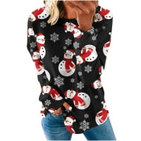 majice za božićne majice za žene modno božićno drvce slatki snjegović širokog kroja dukserica s okruglim vratom dugih rukava puloveri