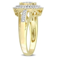 Miabella Ženska karat T.W. Dijamantni 10KT žuti zlato ovalni dvostruki halo podijeljeni zaručnički prsten