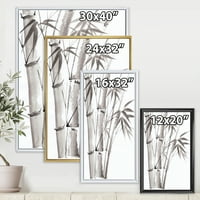 DesignArt 'Palm Bamboo Detalji na White III' Tradicionalno uokvireno platno zidno umjetnički tisak