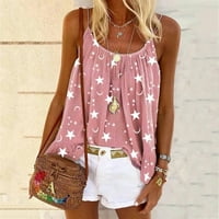 ; / Ženske ljetne Ležerne majice bez rukava s okruglim vratom s grafičkim printom, osnovne košulje, ružičaste;
