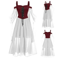 Ženska blagdanska haljina Plus size mrežasta prošivena jednobojna haljina s rukavima od leptira s ramena svečana haljina Na vezanje