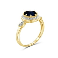 1. Carat T.G.W. Sapphire dragulj i bijeli dijamantni naglasak zlata preko srebrnog prstena Sterling