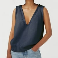 Džemperi za žene, konzervativna pletenina, Majica Bez rukava s izrezom u obliku slova A, Vintage džemper, prsluk