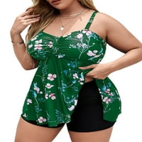 Ženski Tankini kupaći kostimi Plus Size Donje hlače za dječake, pripijeni kupaći kostim za kontrolu trbuha, zeleni 2 inča
