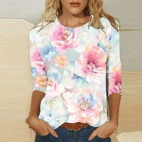 Ženske majice s rukavima u A-listi, vrhovi s okruglim vratom s cvjetnim printom, slatke široke Ležerne bluze, udobne elegantne majice