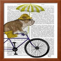 Engleski buldog na biciklu, uokvireni zidni tisak iz mumbo-a, prodaje se na Art.Com
