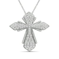 Jewelersclub Sterling Silver 1. CTW Diamond Cross privjesak ogrlica za žene Bijeli dijamanti + 18 ”lanac užeta Uključeni draguljara