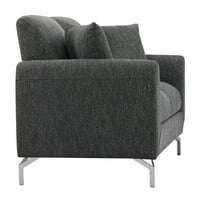 Moderni kauč u sivoj tkanini s zaobljenim rukama i kaučem za dvoje