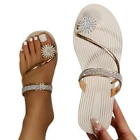 Ženske biserne sandale za djevojčice, rastezljive sandale s otvorenim prstima s ravnim remenom, Ležerne kućne Sandale, Japanke, papuče