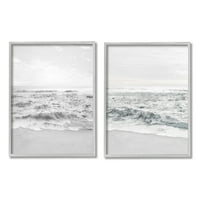 Stupell Industries gruba bijela obala plaža valovi maglovito nebo uokvirene zidne umjetnosti, 30, dizajn Natalie Carpentieri