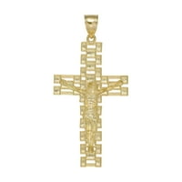2 Željeznički križ Isusov teksturirani privjesak za tijelo od 10k pravog žutog zlata od 3. Gr, Mn.
