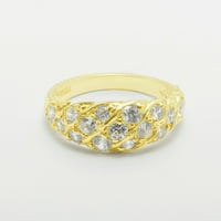 Ženski prsten od kubičnog cirkonija od 9 karatnog žutog zlata britanske proizvodnje - opcije veličine-veličina 11,75