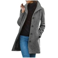 modna ženska jakna, rasprodaja, ženski jednobojni vuneni kaput s džepovima, vrhovi dugih rukava za slobodno vrijeme
