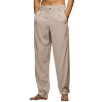Muške hlače Muške hlače s elastičnim pojasom muške modne Ležerne prozračne platnene hlače s džepovima na elastičnom pojasu hlače