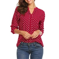 Ženske majice u obliku majice s rukavima u obliku polka dot majice Ženske Ležerne uredske majice s izrezom u obliku slova a