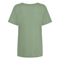 Ženske bluze ženska ležerna labava majica s okruglim vratom s printom teksta top kratkih rukava u vojničkoj zelenoj boji