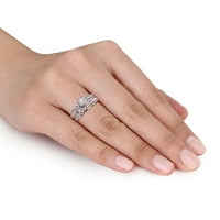Miabella ženski dijamantni naglasak Sterling Silver Bridal Ring Set