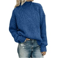 Puloveri od pulovera za žene, ženski jednobojni džemper s dugim rukavima, široka dolčevita, pleteni džemper