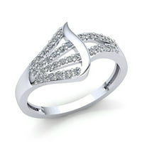 Pravi dijamant okruglog reza od 0,33 karata sa ženskim naglascima na zaručničkom prstenu za godišnjicu od 18 karatnog ružičastog,