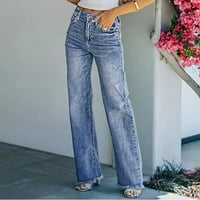 Ženske jesenske hlače na rasprodaji modne ženske hlače visokog struka s vezicama široke i udobne rastezljive široke ravne hlače