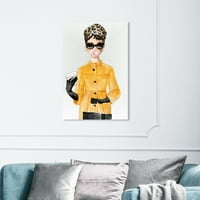 Studio šarada u žutom kaputu moderan i glamurozan ispis na platnu za zidnu umjetnost-žuta, bijela, 24 36