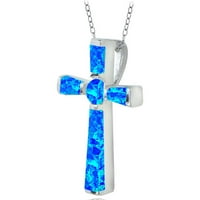 Kreirana ogrlica s križem od srebra s plavim opalom, 18