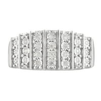 Ženski prsten za obljetnicu s bijelim okomitim redom dijamanata Od srebrnog srebrnog srebra