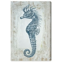 Nautička i obalna zidna umjetnost Umjetnost Umjetnička avenija za pistu morsko konj plavo morski život - plava, bijela