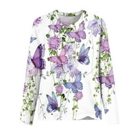 Ženske majice s okruglim vratom s dugim rukavima U donjem rublju, ležerna majica širokog kroja s cvjetnim printom, osnovna majica,