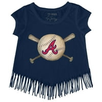 Majica s resama za djevojčice u tamnoplavoj boji u boji bejzbola s križnim palicama