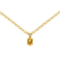 Primalno zlatno zlato dijamant žutog zlata i privjesak za rođenje citrina s lancem konopa kabela