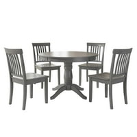 Drveni blagovaonski set od 5 komada, okrugli stol i stolice s naslonom od 5 komada, tamni traper